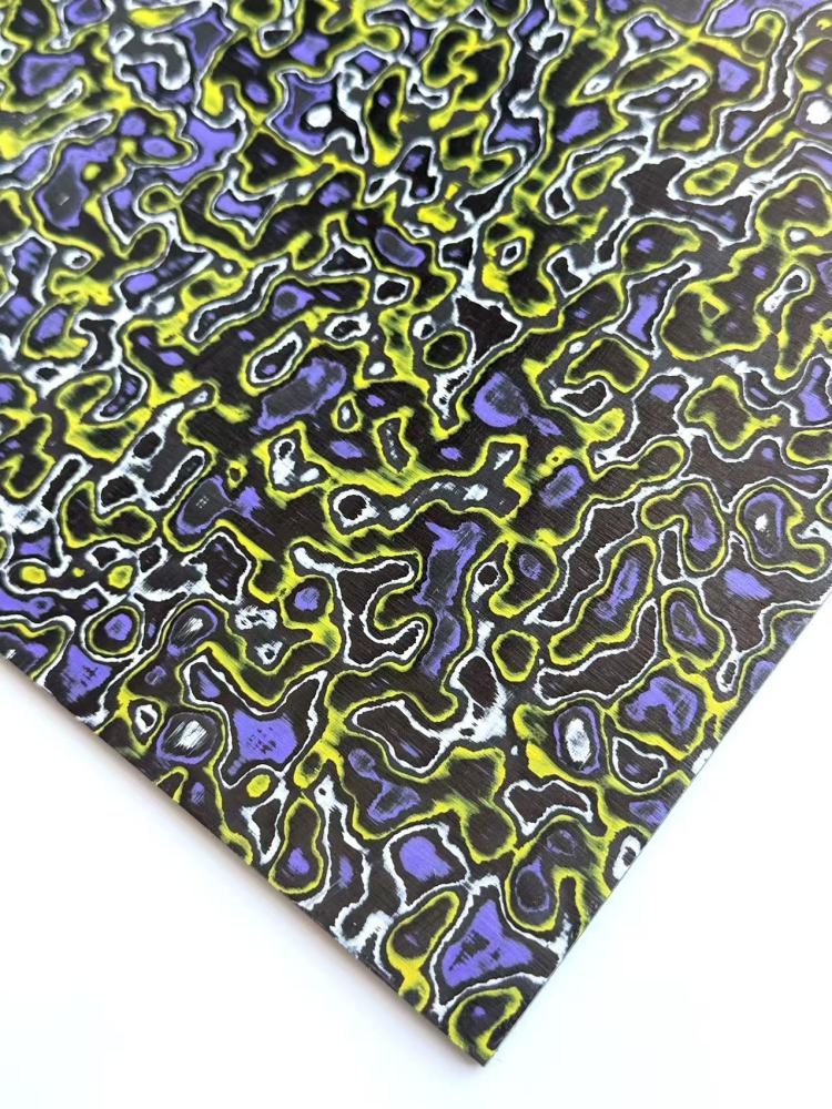 Colored Damascus Carbon Fiber - Yellow/White/Purple