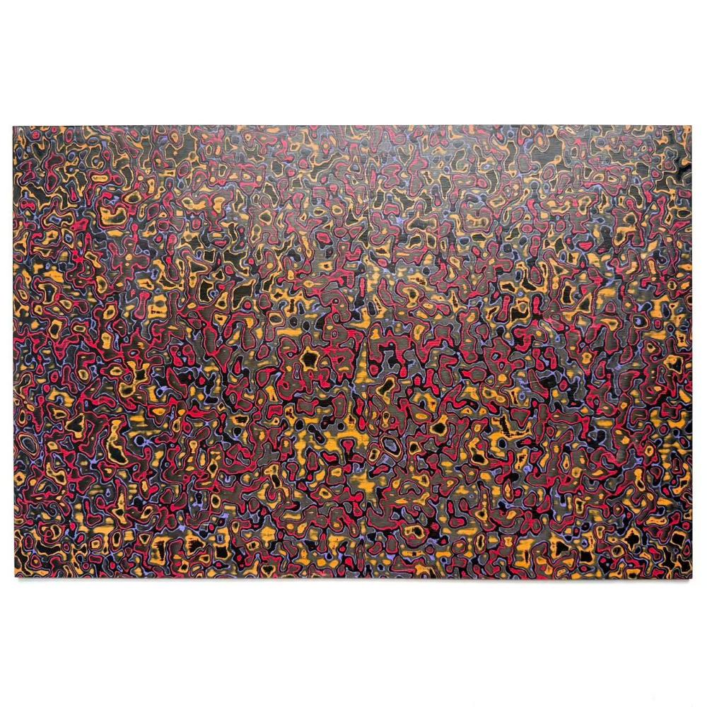 Colored Damascus Carbon Fiber - Orange/Purple/Red