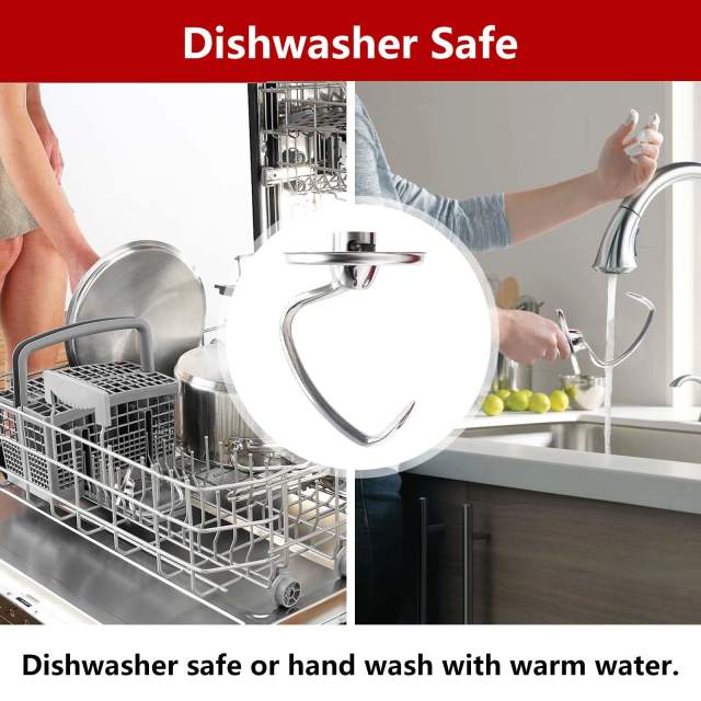 Stainless Steel Dough Hook Compatible with KitchenAid 4.5&5 Quart Tilt-Head Stand Mixer