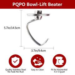 Stainless Steel Dough Hook Compatible with KitchenAid 4.5&5 Quart Tilt-Head Stand Mixer