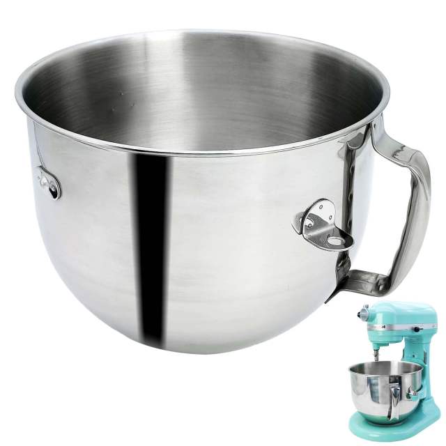 Stainless Steel Mixer Bowl Compatible with 7 Quart KitchenAid Bowl-Lift Stand Mixers