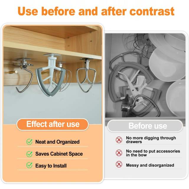 Stand Mixer Attachment Holders Compatible with Kitchenaid Mixer Accessories (Black)