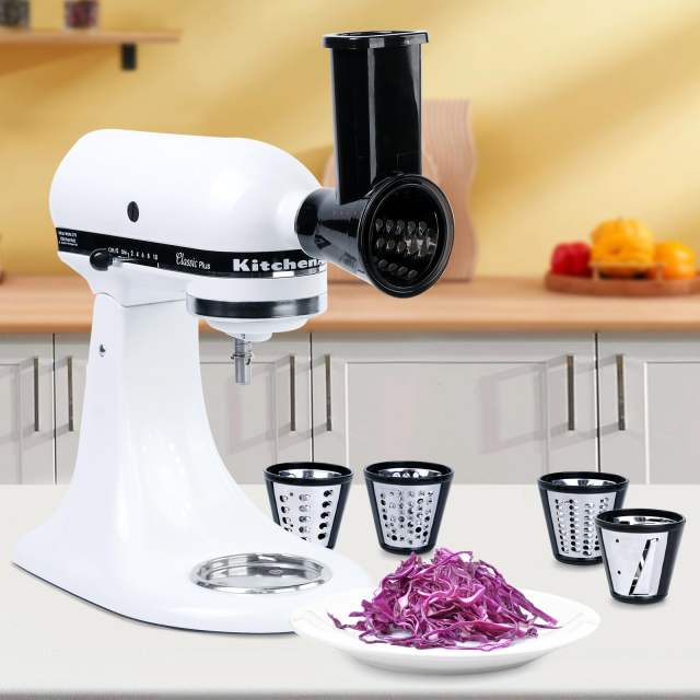 Slicer&Shredder Grater Attachment Compatible with KitchenAid Stand Mixer, 4 Blades, Cheese Grater Attachment