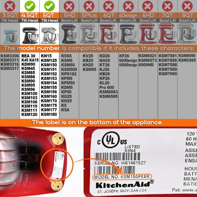 Flex Edge Beater Compatible with KitchenAid 4.5&5 Quart Tilt-Head Stand Mixers