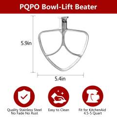 Stainless Steel Flat Beater Compatible with KitchenAid 4.5&5 Quart Tilt-Head Stand Mixers