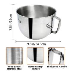 Stainless Steel Mixer Bowl Compatible with 7 Quart KitchenAid Bowl-Lift Stand Mixers