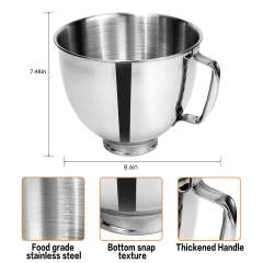 Stainless Steel Mixer Bowl Compatible with KitchenAid 4.5&5 Quart Stand Mixer