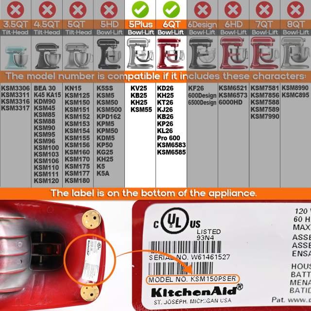 Stainless Steel Flat Beater Compatible with KitchenAid 6 Quart Bowl-Lift Stand Mixers