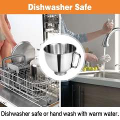 Stainless Steel Mixer Bowl Compatible with KitchenAid 4.5&5 Quart Stand Mixer