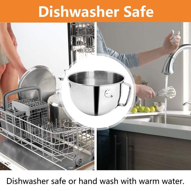 Stainless Steel Mixer Bowl Compatible with 6 Quart Kitchenaid Bowl-Lift Stand Mixers