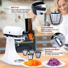 Slicer&Shredder Grater Attachment Compatible with KitchenAid Stand Mixer, 4 Blades, Cheese Grater Attachment