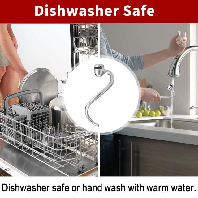 Stainless Steel Spiral Dough Hook Compatible with KitchenAid 6 Quart Bowl-Lift Stand Mixers