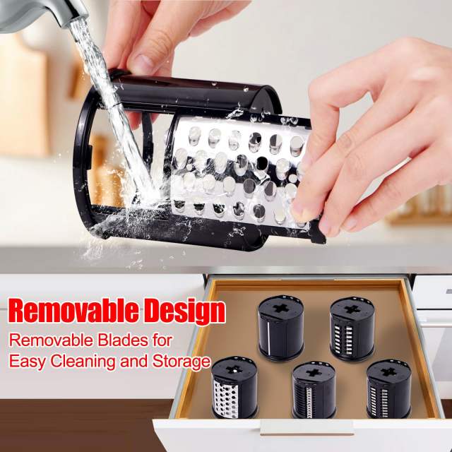 Slicer & Shredder Grater Attachment Compatible with KitchenAid Stand Mixer, 5 Blades Cheese Grater Attachment