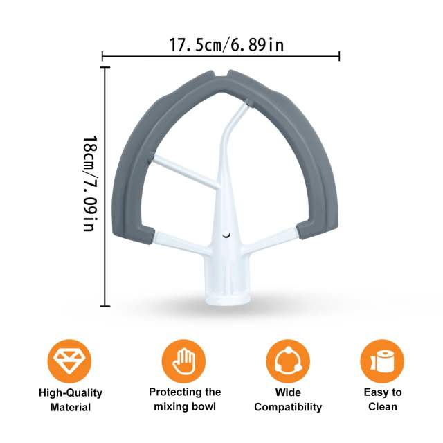 Flex Edge Beater for KitchenAid 6 Quart Bowl-Lift Stand Mixer with 2 Silicone Cookware, Flat Beater Paddle Compatible with Kitchenaid Mixer Accessories