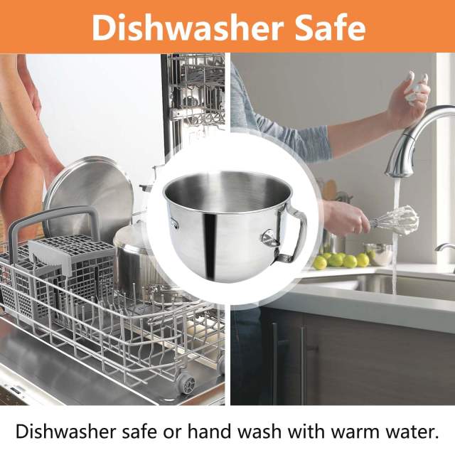 Stainless Steel Mixer Bowl Compatible with 7 Quart KitchenAid Bowl-Lift Stand Mixers