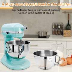 Stainless Steel Mixer Bowl Compatible with 6 Quart Kitchenaid Bowl-Lift Stand Mixers