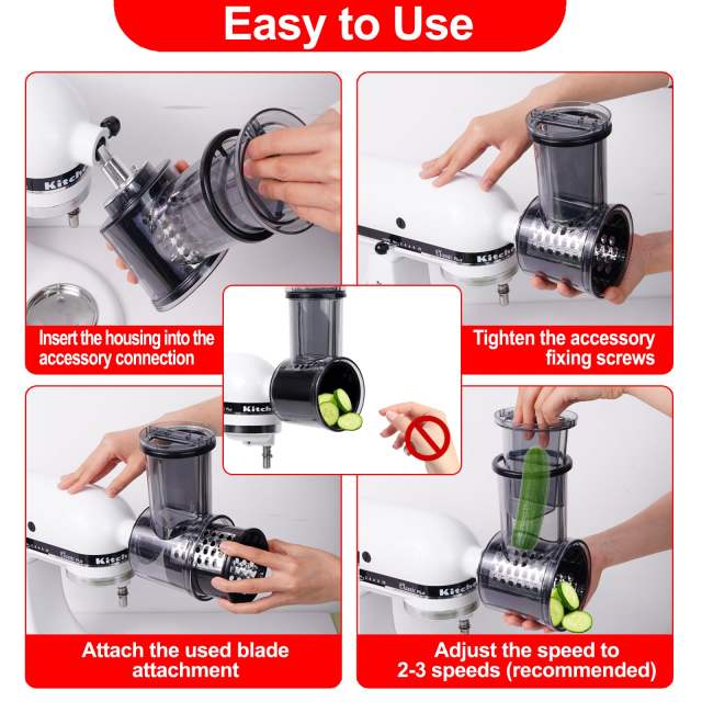 Slicer & Shredder Grater Attachment Compatible with KitchenAid Stand Mixer, 5 Blades Cheese Grater Attachment