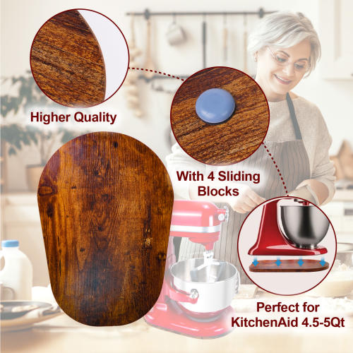 Wooden Sliding Mat Compatible with KitchenAid 6/7/8 Quart Bowl-Lift Stand Mixer