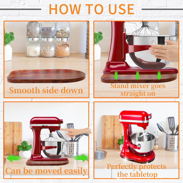 Wooden Sliding Mat Compatible with KitchenAid 6/7/8 Quart Bowl-Lift Stand Mixer