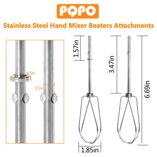 Hand Mixer Beaters Stainless Steel Attachments Compatible with kitchenAid Hand Mixer