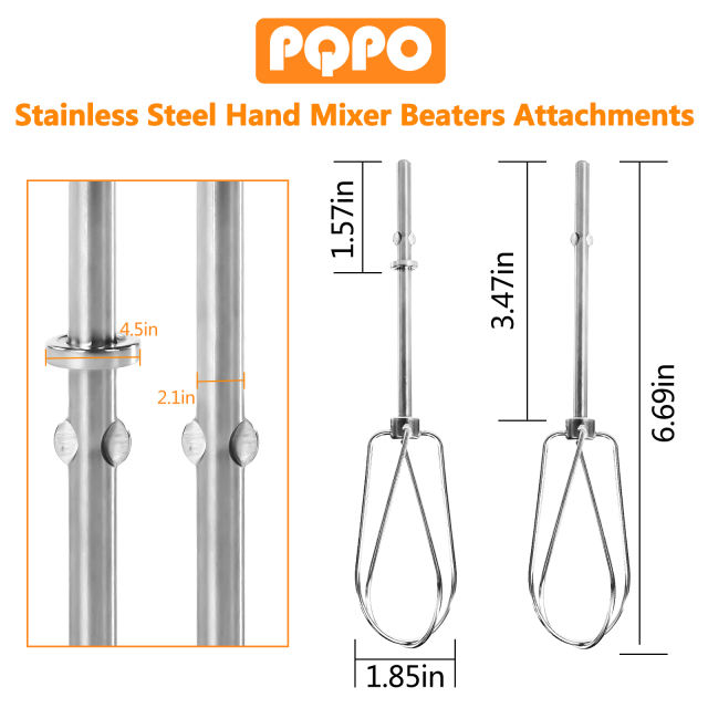 Hand Mixer Beaters Stainless Steel Attachments Compatible with kitchenAid Hand Mixer