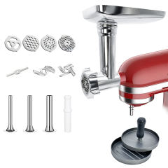 Metal Grinder Attachment Compatible with KitchenAid Stand Mixers, Meat Grinder Accessories Including Grinder Plates, Grinder Blades, Sausage Tubes, Burger Patty Presses.