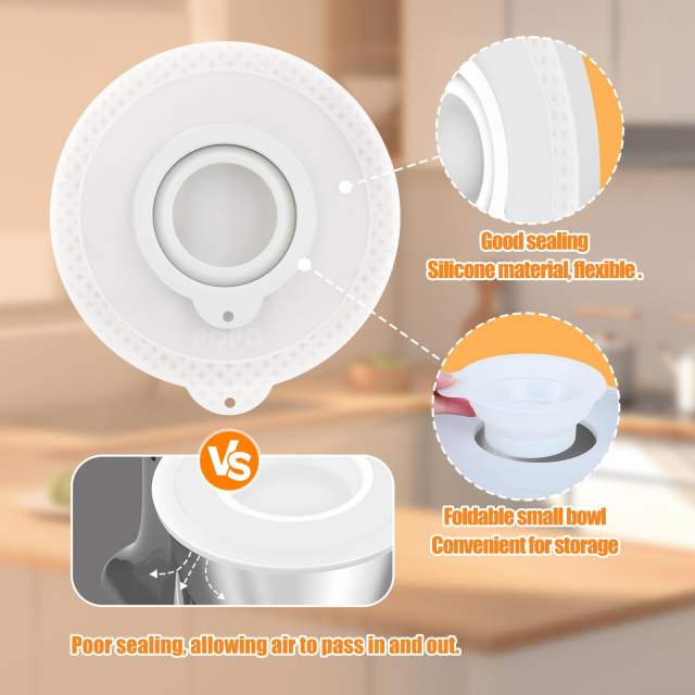 Silicone Mixers Bowl Cover Compatible with KitchenAid 4.5-5 Quart Tilt-Head Stand Mixers Bowl (Grey)