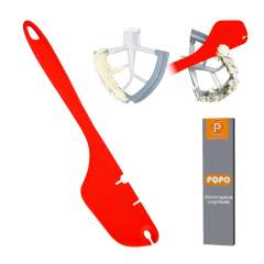 12-Inch Silicone Spatula Mixer Beater Scraper Compatible with KitchenAid Stand Mixer Attachments,Works on Flat Beaters, Whisks, Dough Hooks (Red)