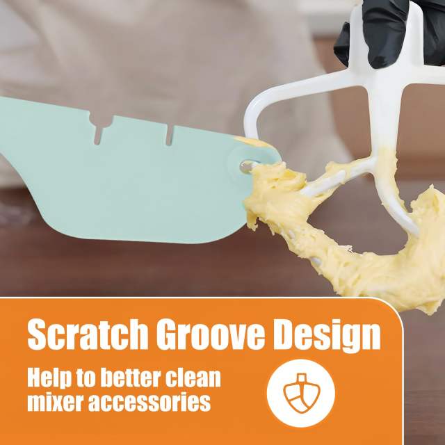 12-Inch Silicone Spatula Mixer Beater Scraper Compatible with KitchenAid Stand Mixer Attachments,Works on Flat Beaters, Whisks, Dough Hooks (Black)