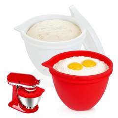 Silicone Liners Compatible with KitchenAid 4.5-5 Quart Tilt-Head mixer Bowl,2 Liners with Lids(White＋Red）