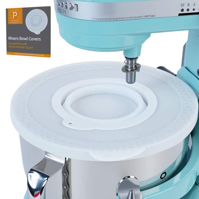 Silicone Mixer Bowl Cover Compatible with KitchenAid 6-7 Quart Bowl-Lift Stand Mixers, Mixing Bowl Lid Dustproof and Splash-Proof(White)