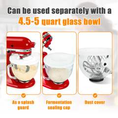 Silicone Liners Compatible with KitchenAid 4.5-5 Quart Tilt-Head mixer Bowl,2 Liners with Lids(White＋Red）