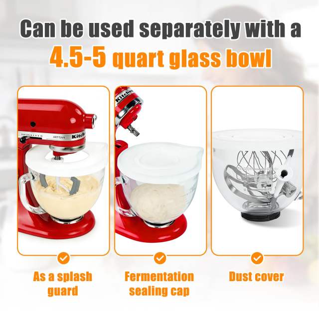 Silicone Liners Compatible with KitchenAid 4.5-5 Quart Tilt-Head mixer Bowl,2 Liners with Lids（White＋Black）