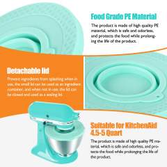 Silicone Mixers Bowl Cover Compatible with KitchenAid 4.5-5 Quart Tilt-Head Stand Mixers Bowl,with Collapsible Small Bowl(Green)