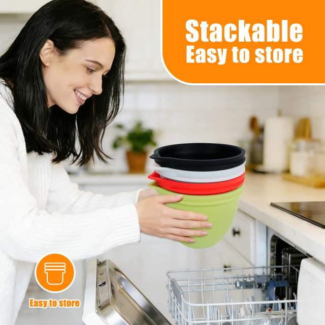 Silicone Liners Compatible with KitchenAid 4.5-5 Quart Tilt-Head mixer Bowl,2 Liners with Lids（Red＋Black）