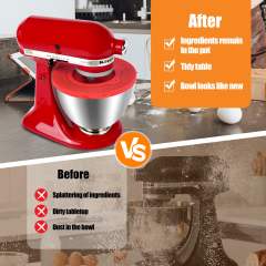 Silicone Mixers Bowl Cover Compatible with KitchenAid 4.5-5 Quart Tilt-Head Stand Mixers Bowl,with Collapsible Small Bowl(Red)