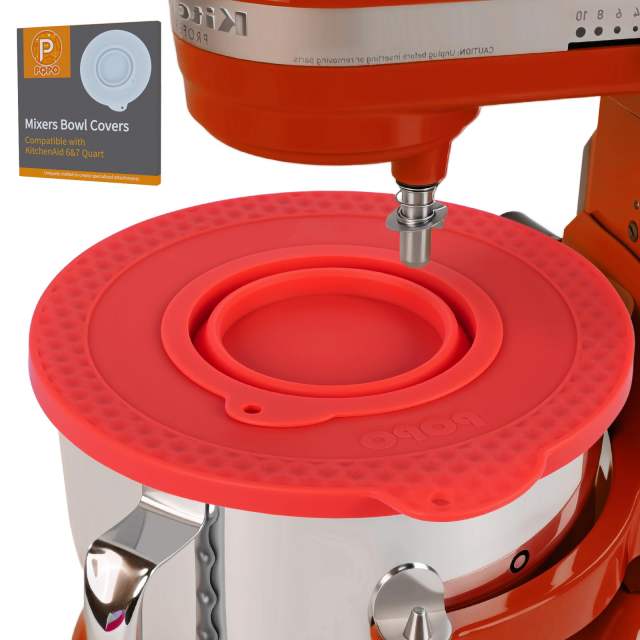 Silicone Mixer Bowl Cover Compatible with KitchenAid 6-7 Quart Bowl-Lift Stand Mixers, Mixing Bowl Lid Dustproof and Splash-Proof(Red)