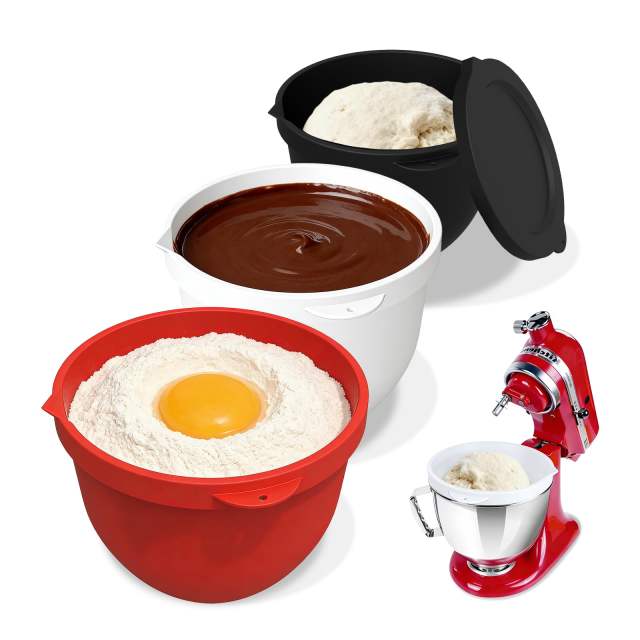 Silicone Liners Compatible with KitchenAid 4.5-5 Quart Tilt-Head mixer Bowl ,3 Liners with Lids