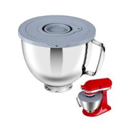 5 Quart Stainless Steel Mixer Bowl Set Compatible with KitchenAid 4.5-5 Quart Tilt-Head Stand Mixers,5 Quart mixing bowl replacement with Lid(Bowl＋Grey Cover）