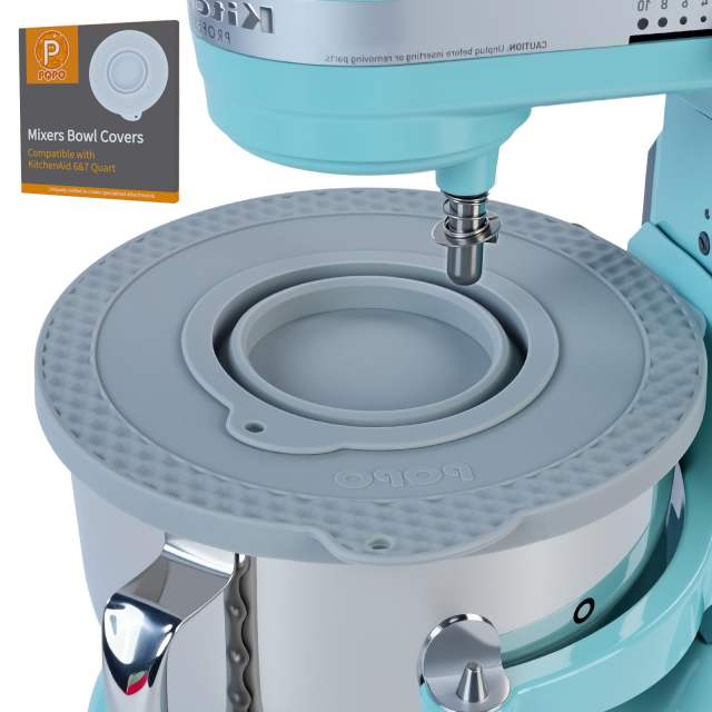 Silicone Mixer Bowl Cover Compatible with KitchenAid 6-7 Quart Bowl-Lift Stand Mixers, Mixing Bowl Lid Dustproof and Splash-Proof(Grey)