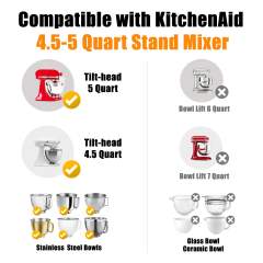 Silicone Liners Compatible with KitchenAid 4.5-5 Quart Tilt-Head mixer Bowl ,3 Liners with Lids