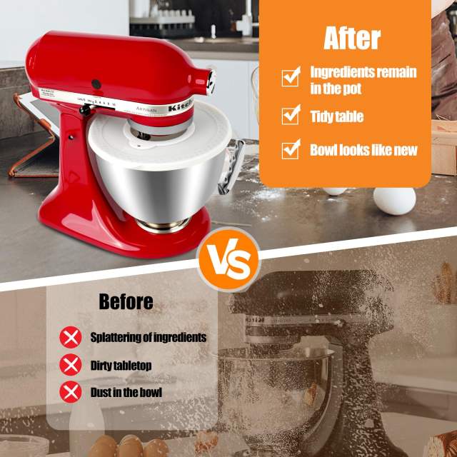 5 Quart Stainless Steel Mixer Bowl Set Compatible with KitchenAid 4.5-5 Quart Tilt-Head Stand Mixers,5 Quart mixing bowl replacement with Lid (Bowl＋White Cover）