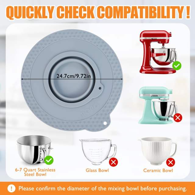 Silicone Mixer Bowl Cover Compatible with KitchenAid 6-7 Quart Bowl-Lift Stand Mixers, Mixing Bowl Lid Dustproof and Splash-Proof(Green)