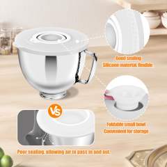 5 Quart Stainless Steel Mixer Bowl Set Compatible with KitchenAid 4.5-5 Quart Tilt-Head Stand Mixers,5 Quart mixing bowl replacement with Lid (Bowl＋White Cover）