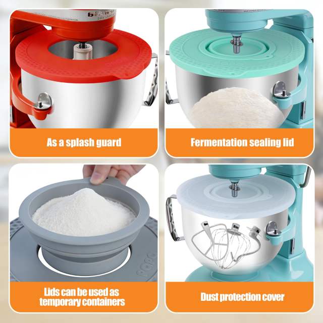 Silicone Mixer Bowl Cover Compatible with KitchenAid 6-7 Quart Bowl-Lift Stand Mixers, Mixing Bowl Lid Dustproof and Splash-Proof(Grey)