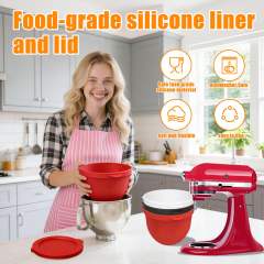 Silicone Liners Compatible with KitchenAid 4.5-5 Quart Tilt-Head mixer Bowl ,3 Liners with Lids