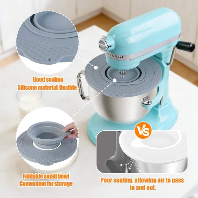 Silicone Mixer Bowl Cover Compatible with KitchenAid 6-7 Quart Bowl-Lift Stand Mixers, Mixing Bowl Lid Dustproof and Splash-Proof(Green)