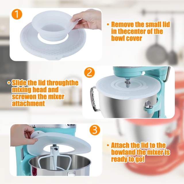 Silicone Mixer Bowl Cover Compatible with KitchenAid 6-7 Quart Bowl-Lift Stand Mixers, Mixing Bowl Lid Dustproof and Splash-Proof(Grey)