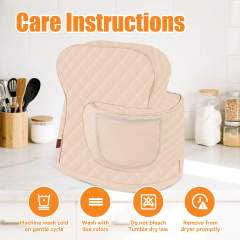 Stand Mixer Cover Compatible with KitchenAid 3.5-5 Quart Tilt-Head Mixer, Quilted Waterproof Appliance Dust Protector with Storage Pocket(Khaki)