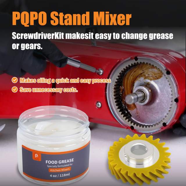 Grease Kit Compatible with KitchenAid Stand Mixer, 4 Oz Food Grade Grease & 4-in-1 Screwdriver Set with Spatula, Mixer Repair & Maintenance Kit, Reduces Gear Wear & Noise